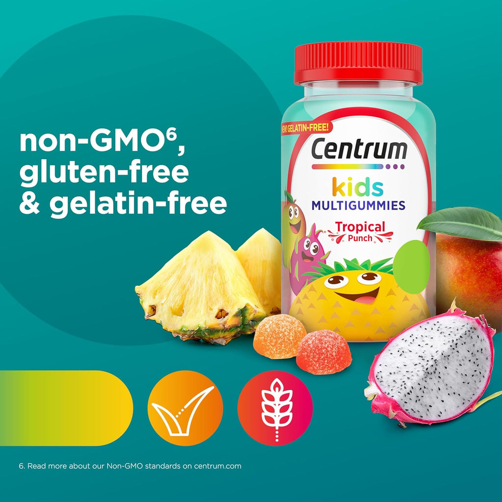 Centrum Kids Multivitamin Gummies, Tropical Punch Flavor Made With Natural Flavors, Stocking Stuffer, 150 Count, 150 Day Supply