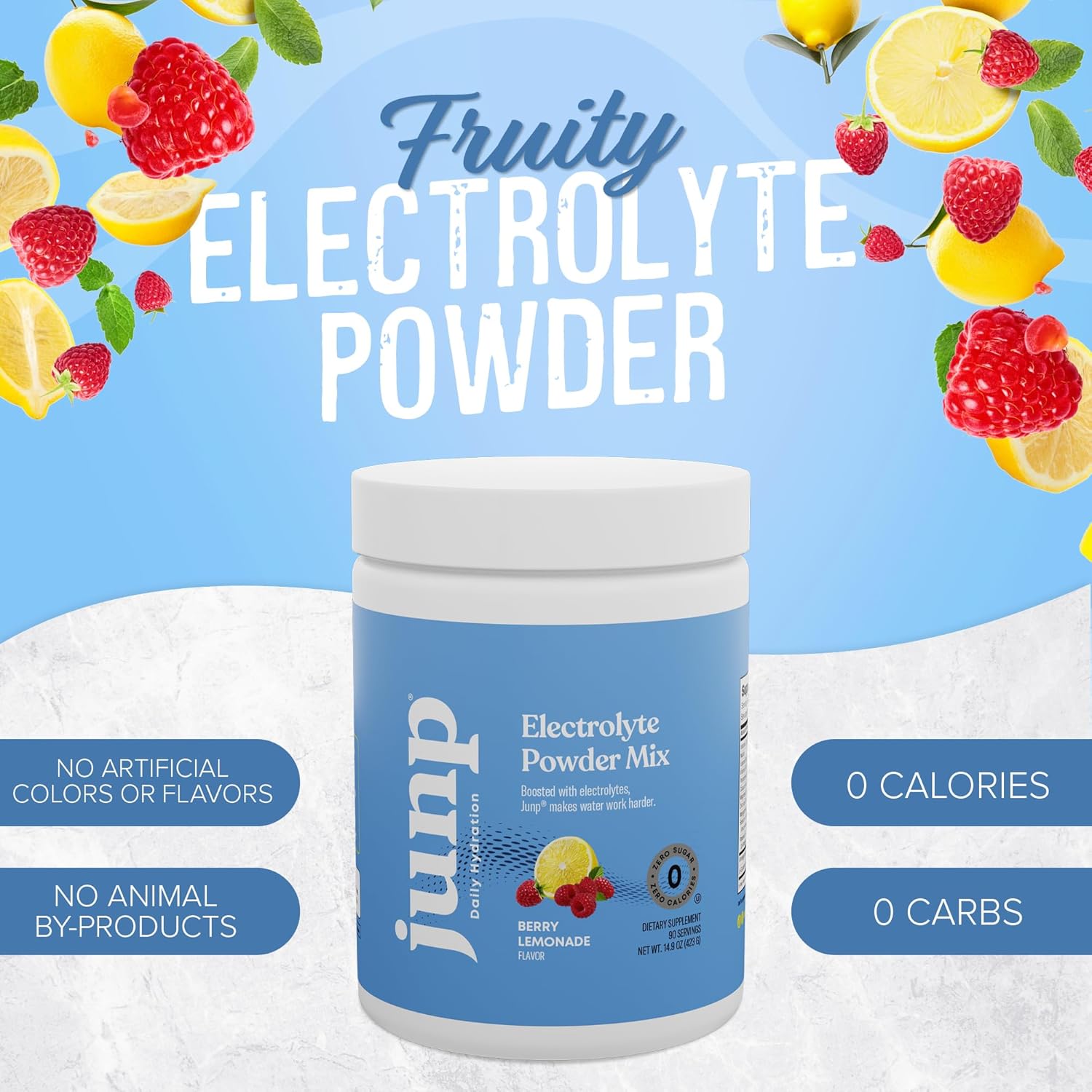 JUNP Electrolytes Powder No Sugar No Carbs – Berry Lemonade Keto Electrolyte Drink Mix - Potassium & Salt Hydration Powder Electrolytes - Zero Calorie Sugar Free Electrolyte Powder, 90 Servings