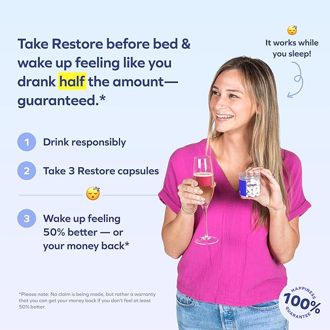 Cheers R&R Combo | Restore + Relief | Feel Better After Drinking & Support Your Liver | DHM, L-Cysteine, Milk Thistle, Ginger, White Willow Bark, Caffeine, L-Theanine | 12 Doses Each | Supplements