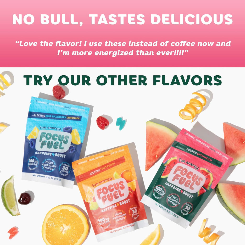 Energy Chews – Strawberry Lemonade Flavor (15 Servings) – 100mg Caffeine + Alpha GPC + L-Theanine + B12, Magnesium – Boost Focus & Energy – No Crash or Jitters