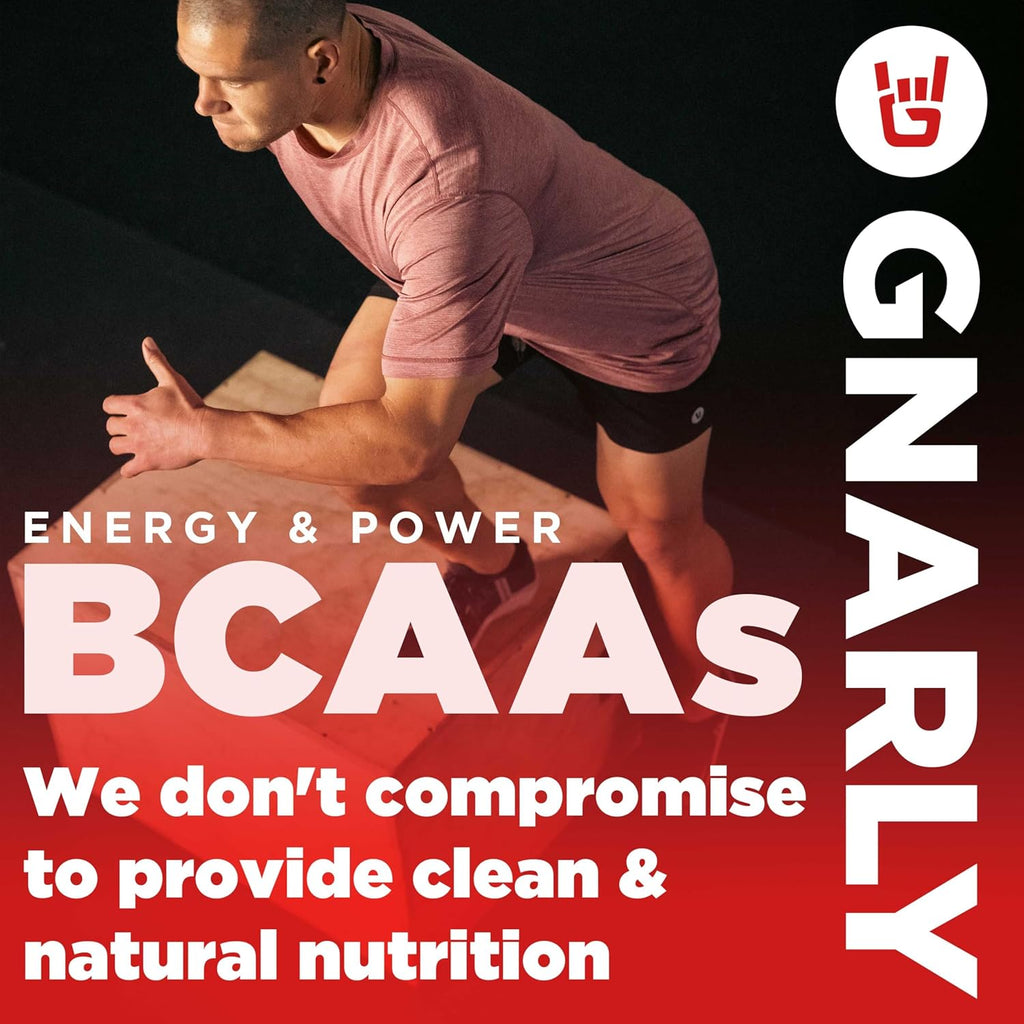 Gnarly Nutrition BCAA Powder, Fruit Punch – Pre-Workout BCAAS Amino Acids – NSF Sport Certified – Supplement to Support and Rebuild Muscle – Fruit Punch with Caffeine, 10.58 oz