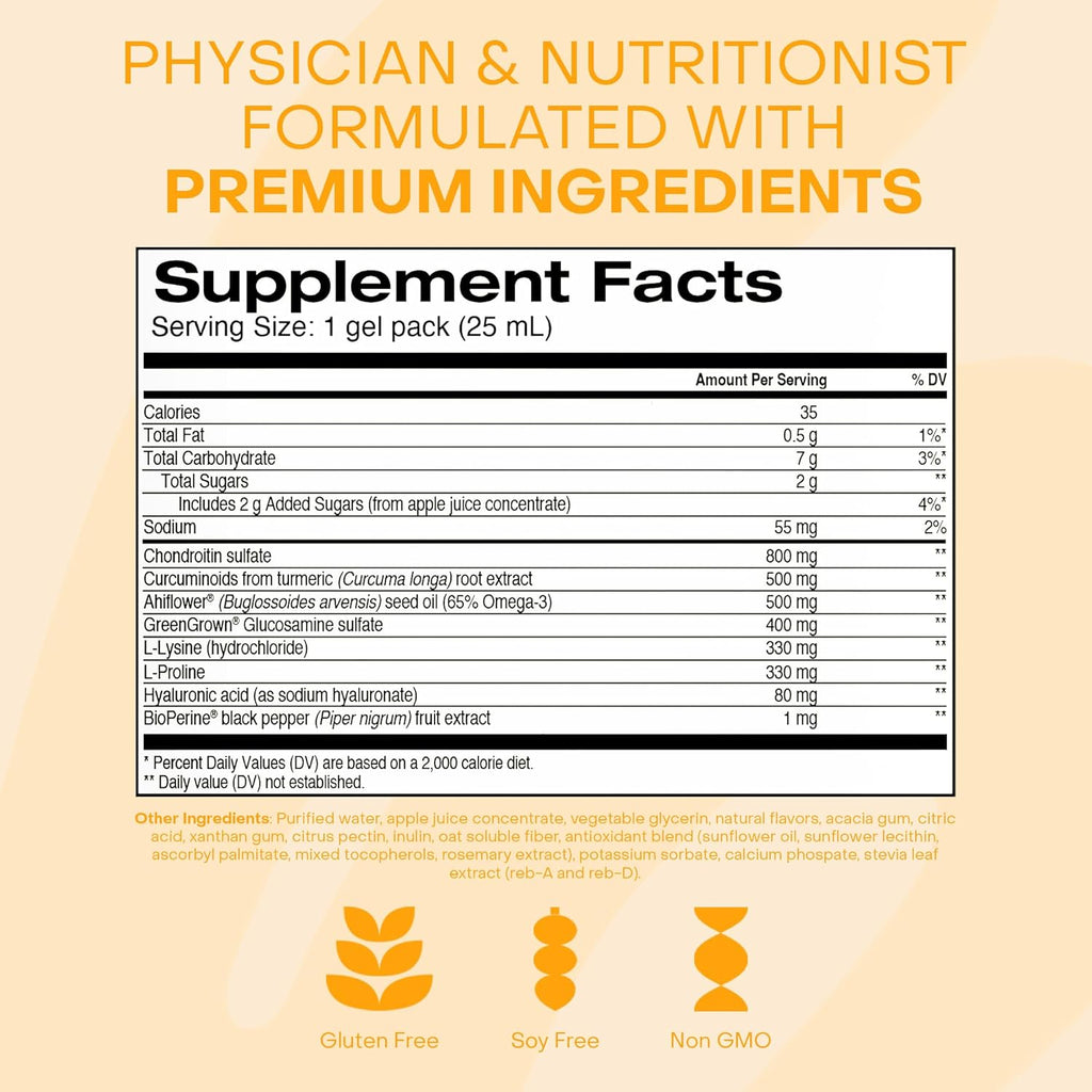 Healthycell Joint Health & Mobility Daily Liquid Supplement - Joint Support Supplement, Inflammation Response, Cartilage & Flexibility with Curcumin, Glucosamine & Chondroitin - 14 Gel Packs