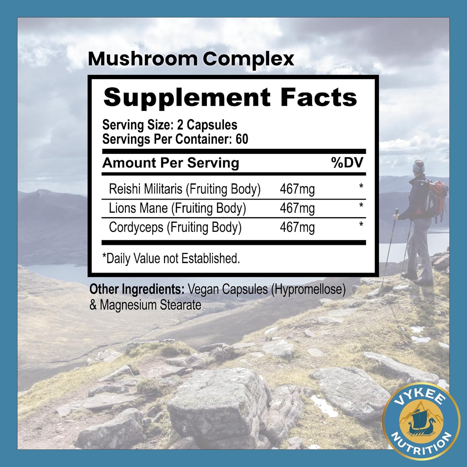 Mushroom Blend – Reishi, Lion’s Mane & Cordyceps | Supports Brain Health, Immune Function & Energy | Ideal for Mental Clarity, Endurance & Vitality | 120 Capsules