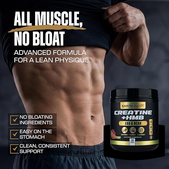 Creatine HMB Supplements for Men and Women w/Essential Amino Acids | EAA & BCAA Powder Mix | Creatine Monohydrate Powder and HMB | EAAS & BCAAS | Made in USA & 3rd Party Tested