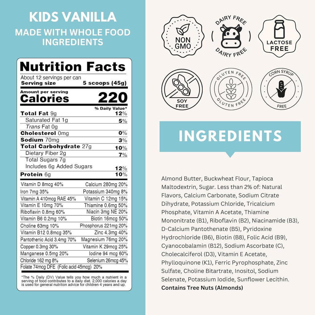ELSE NUTRITION Plant-Based Kids Protein Shake, Kids Protein Powder for Ages 2-12. Dairy-Free First Kid Complete Nutrition Shake with Plant Protein & 25 Vitamins & Minerals (Vanilla, 2 Pack)