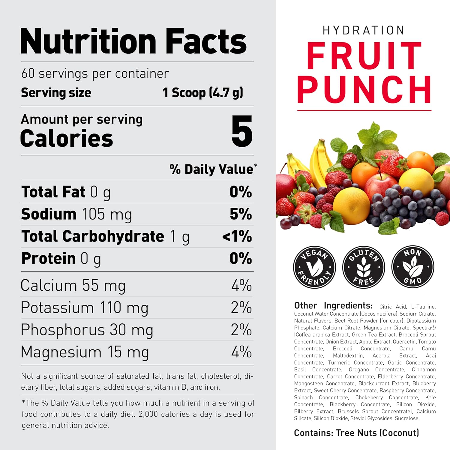 Kaged Hydration Electrolytes Powder | Fruit Punch | Hydra-Charge Sports Drink Mix | Pre, Post, Intra Workout | Low Carb, Vegan, Gluten Free | Supplements for Men & Women | 60 Servings
