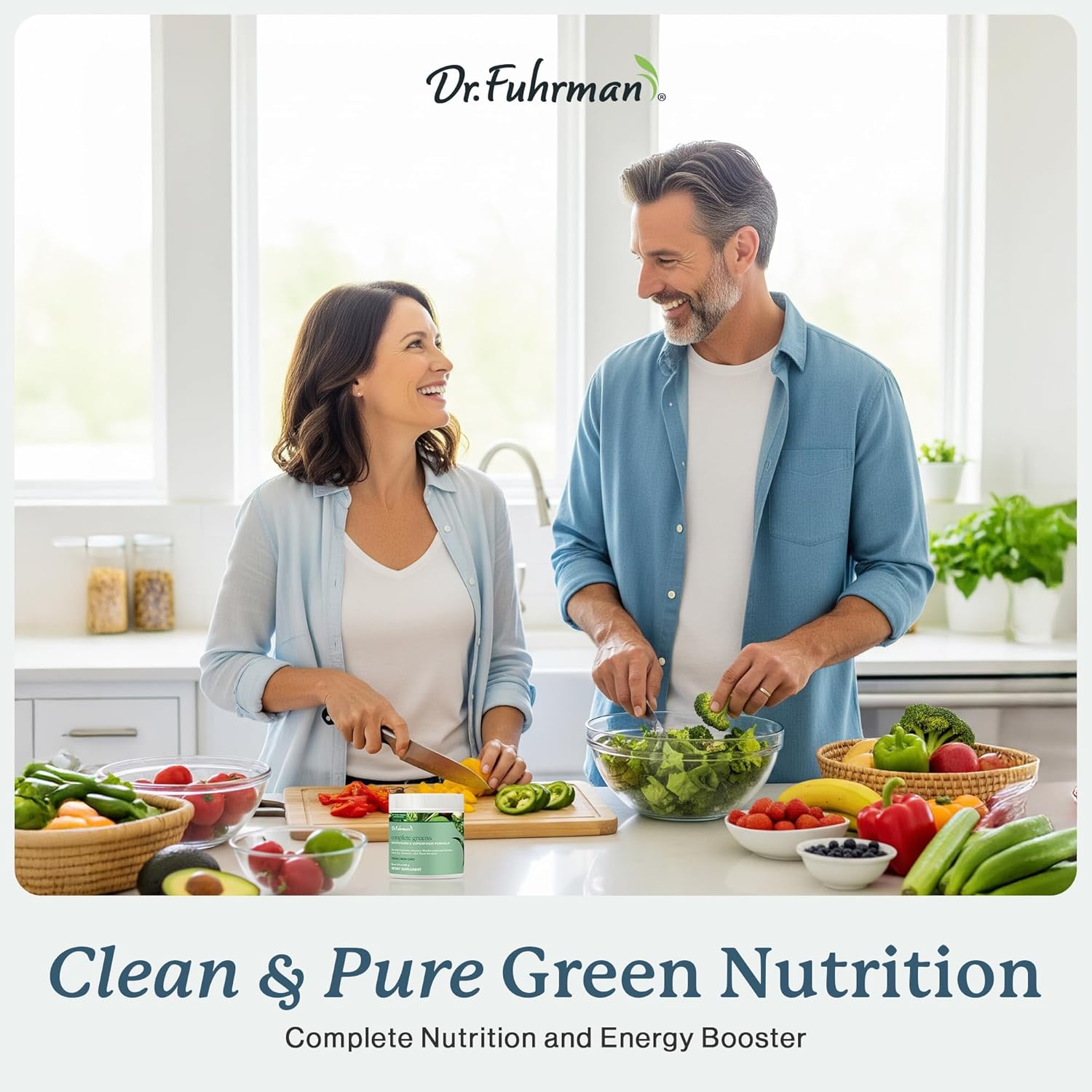 Dr. Fuhrman Complete Greens Multivitamin and Superfoods Formula - Premium Powdered Greens Superfood for Optimal Health and Nutrition (30 Servings)
