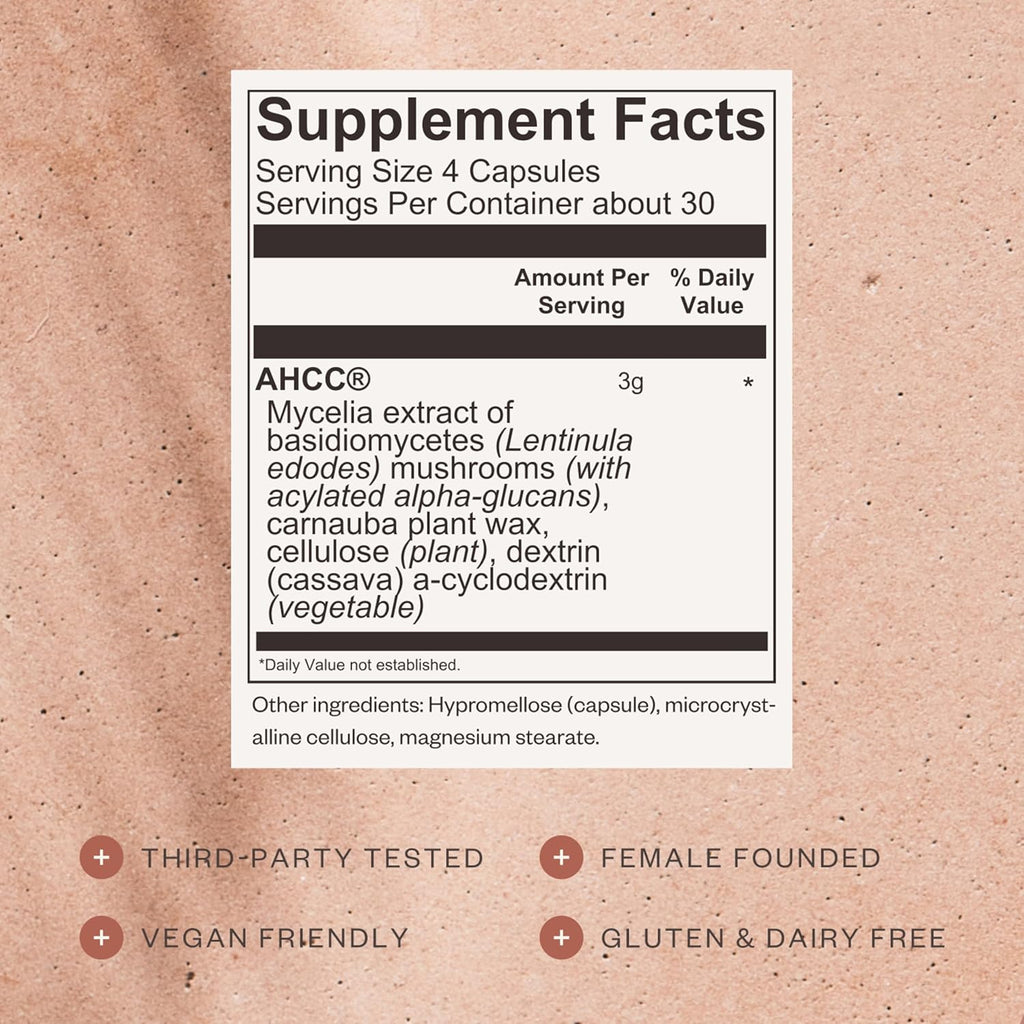 SHII AHCC Clinical Strength, 30-Days Supply, Vegan, Gluten-Free Immune Support Supplement with Extra AHCC Boost, Made from Functional Shiitake Mushrooms for Immune Balance Support and Overall Wellness