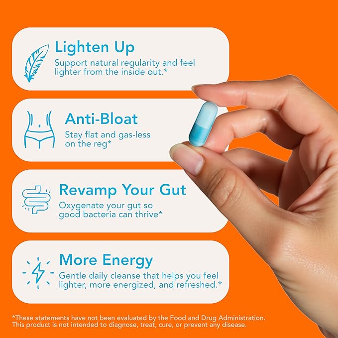 Let Loose Daily Constipation Relief Pills - Ozonated Magnesium Oxide to Support Smooth Bowel Movements, Bloating Relief, Gentle Gut Cleanse Detox for Women and Men, 30 Capsules