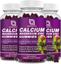 GONGOTA Calcium Magnesium Zinc with Vitamin D3 Supplement, Highly Absorbent Calcium Gummies with 300mg Magnesium glycinate Support Bone & Teeth, Muscle for Adults and Teens,Sugar Free, Vegan (3 Pack)