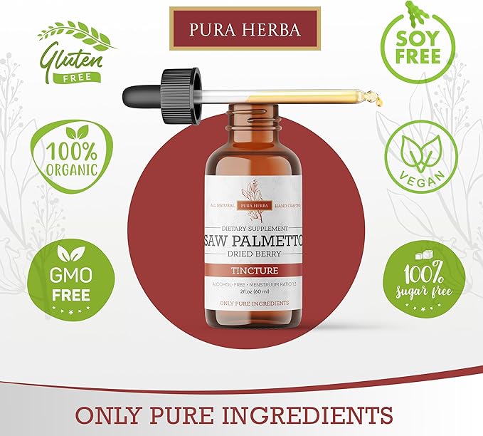 Saw Palmetto Tincture | Premium Alcohol-Free Herbal Extract from Saw Palmetto Berries | Liquid Botanical Supplement | Traditional Herbal Formula | Made in USA - 4 oz (120 ml)