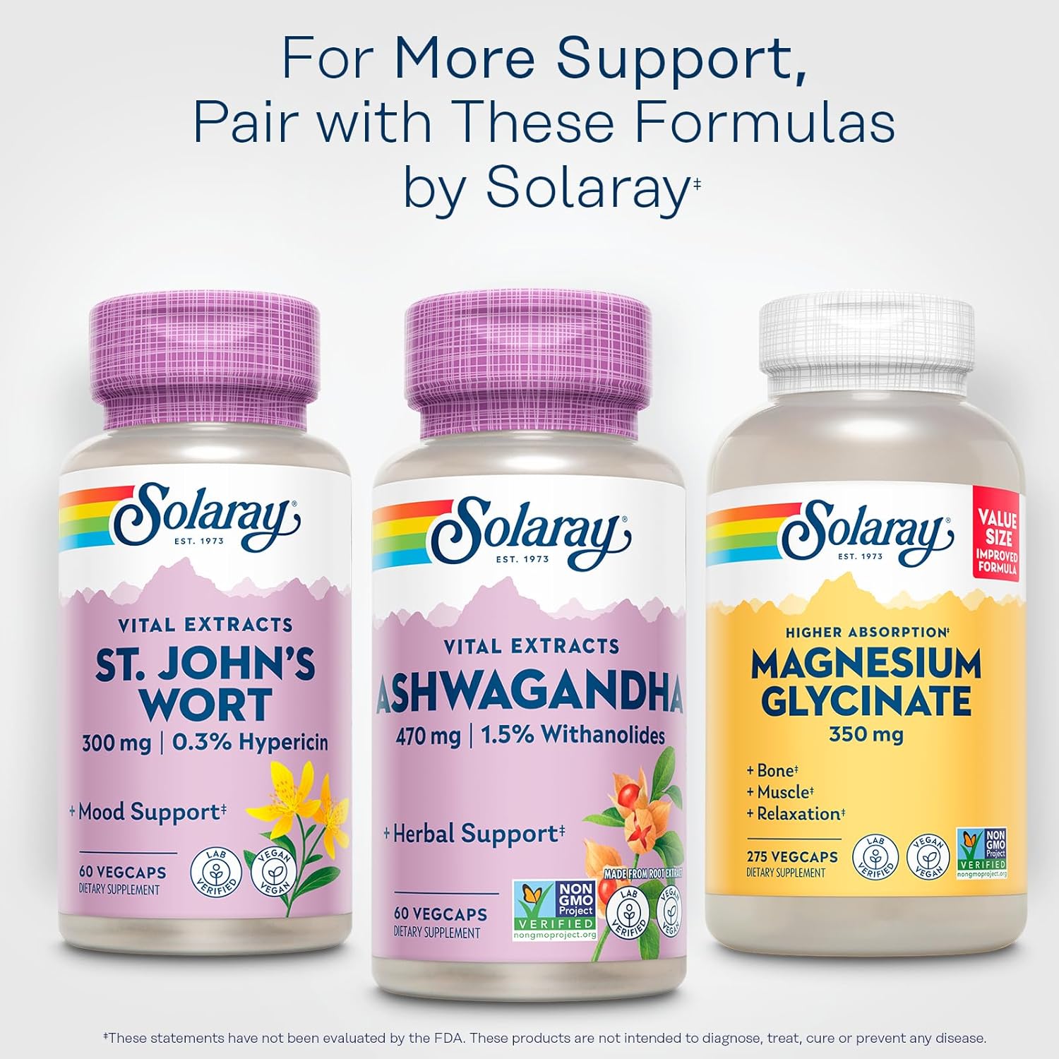 SOLARAY Vital Extracts Ashwagandha 470mg - Powerful Adaptogen - Ashwagandha Supplements w/ 7mg Withanolides, Wellness Support, Vegan, Non-GMO, Lab Verified, 60-Day Guarantee, 60 Servings, 60 VegCaps