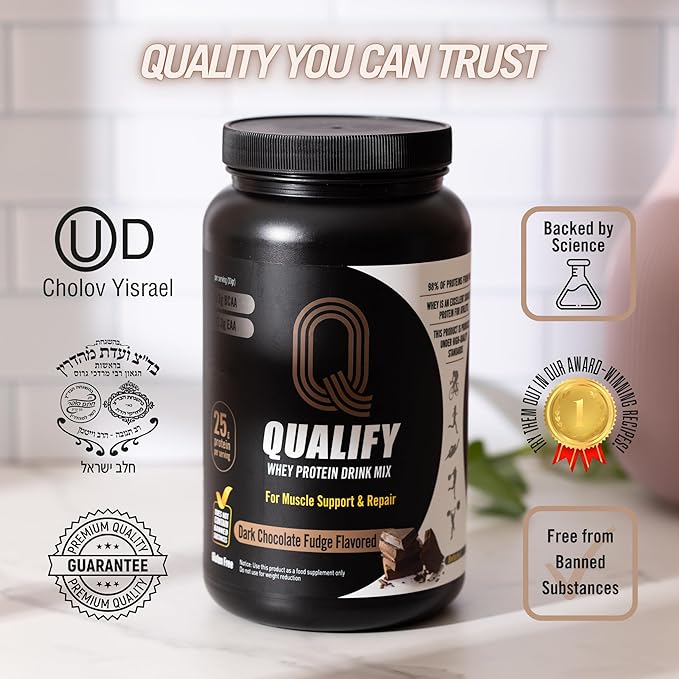 Dark Chocolate Whey Protein Powder. 25g Protein Shake for Post Workout Recovery, Smoothie & Baking. Gluten & Sugar Free, Highly Kosher, With Amino Acids (5.5g BCAA, 2.7g Leucine), 1.65lbs, 23 Servings