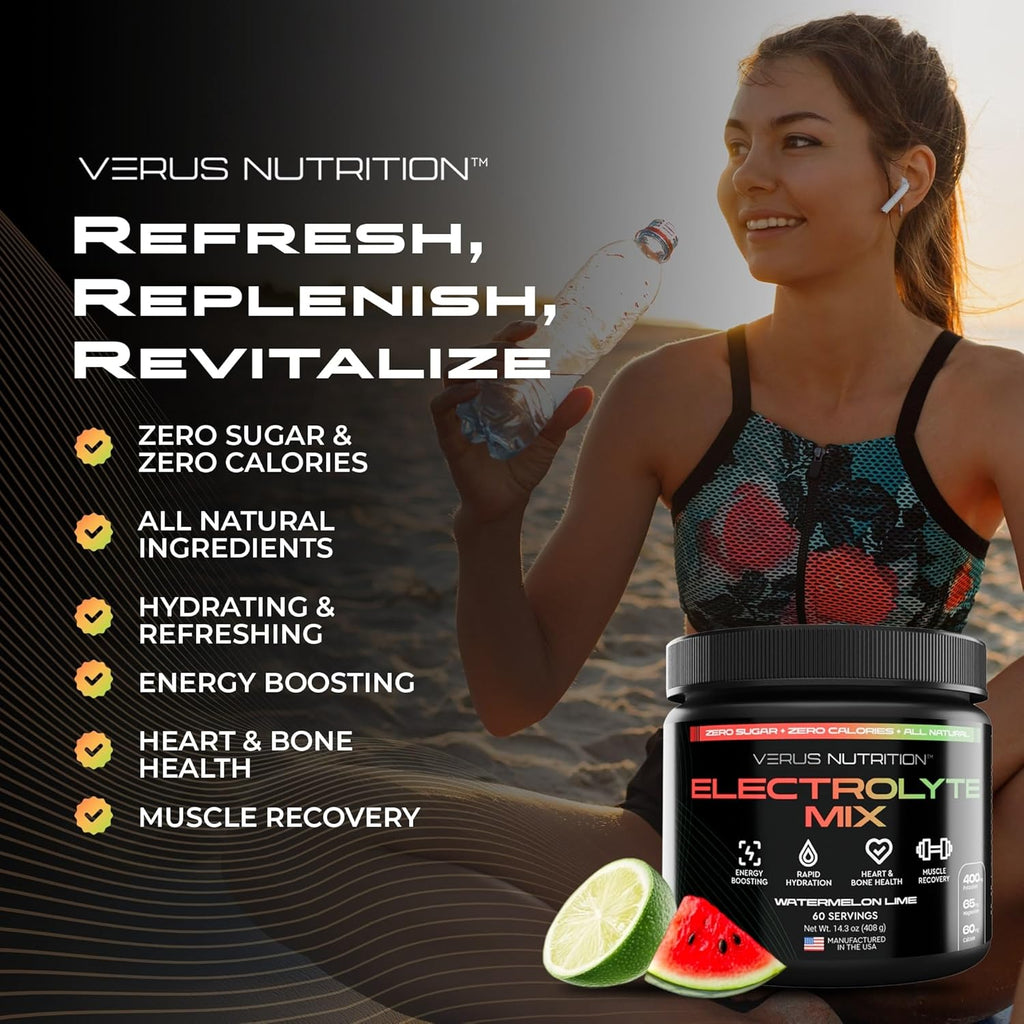 Electrolytes Powder No Sugar- Zero Calorie Hydration Powder | Sugar Free Electrolytes for Fasting, Keto & Vegan | Natural Ingredients Electrolyte Mix for Energy Boost, 60 Servings