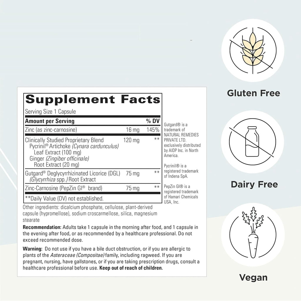 Integrative Therapeutics Heartburn Advantage - Supports Occasional Heartburn & Bloating* - GI Support with Licorice Root Extract and Ginger Root Extract* - Gluten-Free & Vegan - 60 Capsules