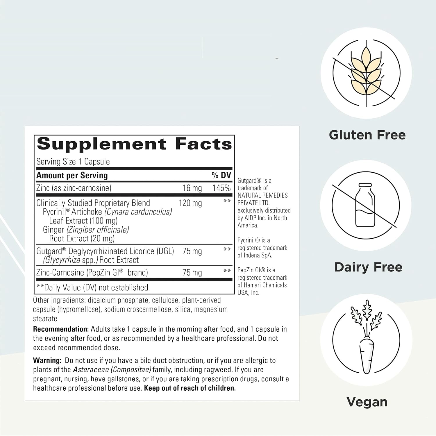 Integrative Therapeutics Heartburn Advantage - Supports Occasional Heartburn & Bloating* - GI Support with Licorice Root Extract and Ginger Root Extract* - Gluten-Free & Vegan - 60 Capsules