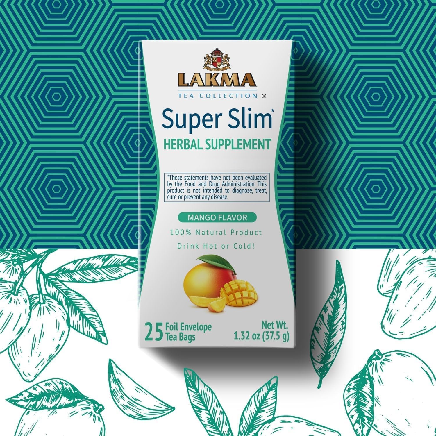 Lakma Super Slim Tea Herbal Supplement for Cleanse and Detox - Green Tea with Senna Bundle - 25 Tea Bags Each (50 Tea Bags Total)