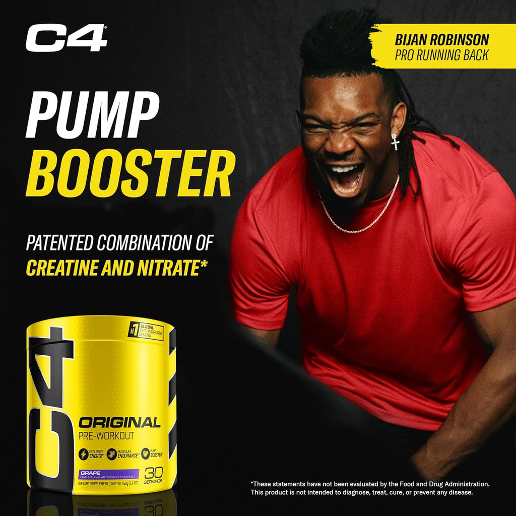 Cellucor C4 Original Pre Workout Powder Grape Sugar Free Preworkout Energy for Men & Women 150mg Caffeine + Beta Alanine + Creatine - 30 Servings (Packaging May Vary)
