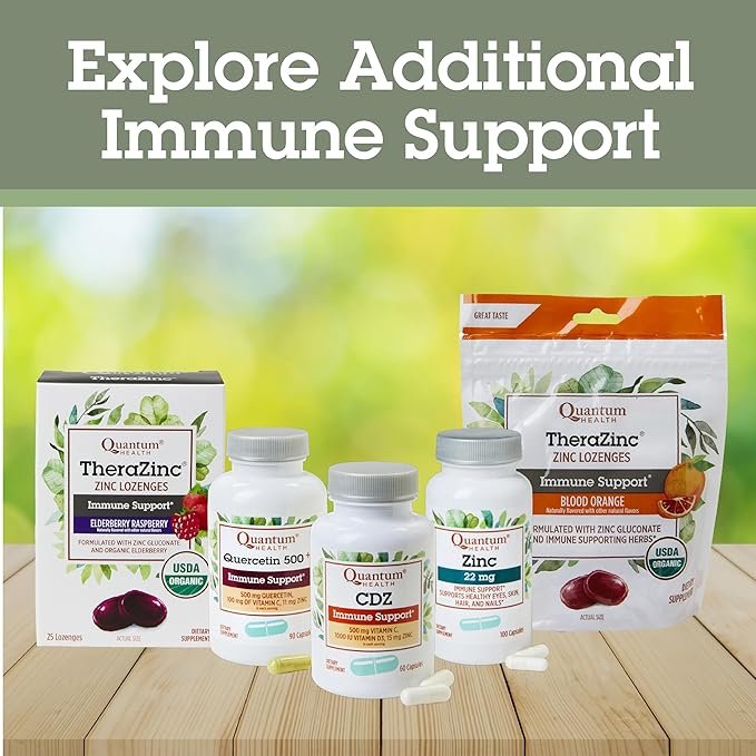 Quantum Health Quercetin+ 750mg Powerful Immune Support Supplement + Zinc 11mg & Vitamin C 200mg Seasonal Immunity Boost Respiratory Health & Gut Support Complex for Women & Men - 180 Capsules