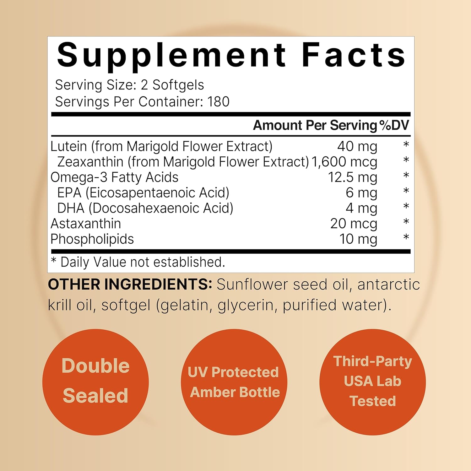 Lutein 40mg + Zeaxanthin 1,600mcg, 360 Softgels | 4-in-1 Formula with Astaxanthin, Omega-3 & Phospholipids | Marigold Flower Extract | Supports Eye, Brain & Vision Health | Non-GMO, Gluten Free