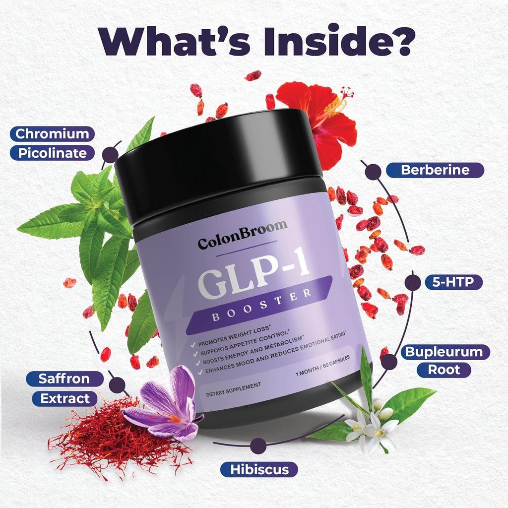ColonBroom GLP-1 Weight Management Supplement for Women & Men - GLP1 Supports Gut Health, Metabolic Wellness & Appetite Regulation - Vegan, Gluten-Free Diet Fiber Capsules | 60 Count