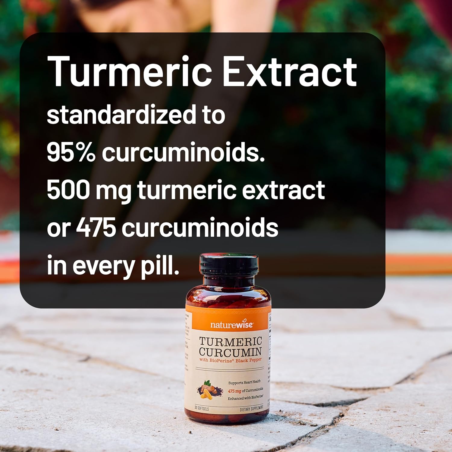 NatureWise Turmeric Curcumin 500mg with Black Pepper Softgels - Extra Strength, Enhanced Absorption - 95% Curcuminoids & BioPerine for Immune Support - Gluten-Free, Non-GMO - 180 Count[6-Month Supply]