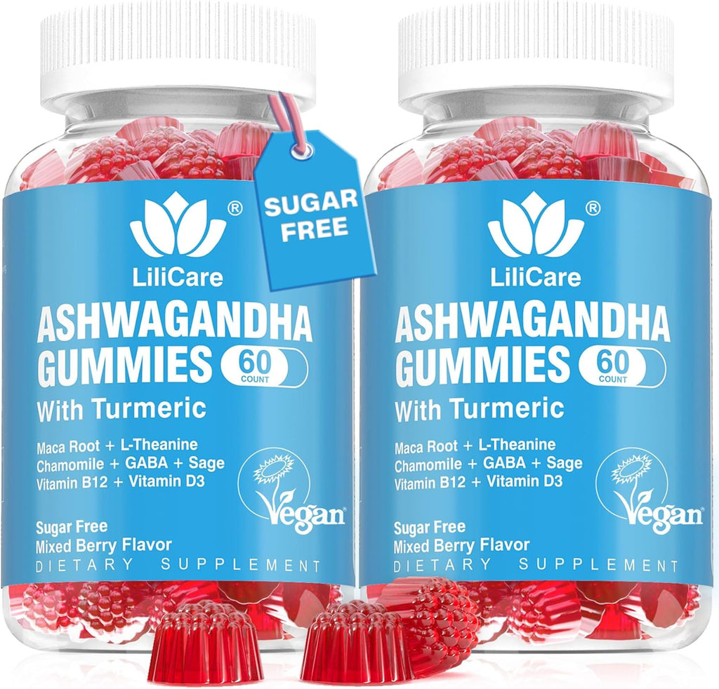 EnvyDeal Ashwagandha Gummies 2000mg for Women Men - Sugar Free, Vegan - Organic Ashwagandha Root Extract Supplements Gummy & Vitamin D3, Mixed Berry Flavor, 120 Count