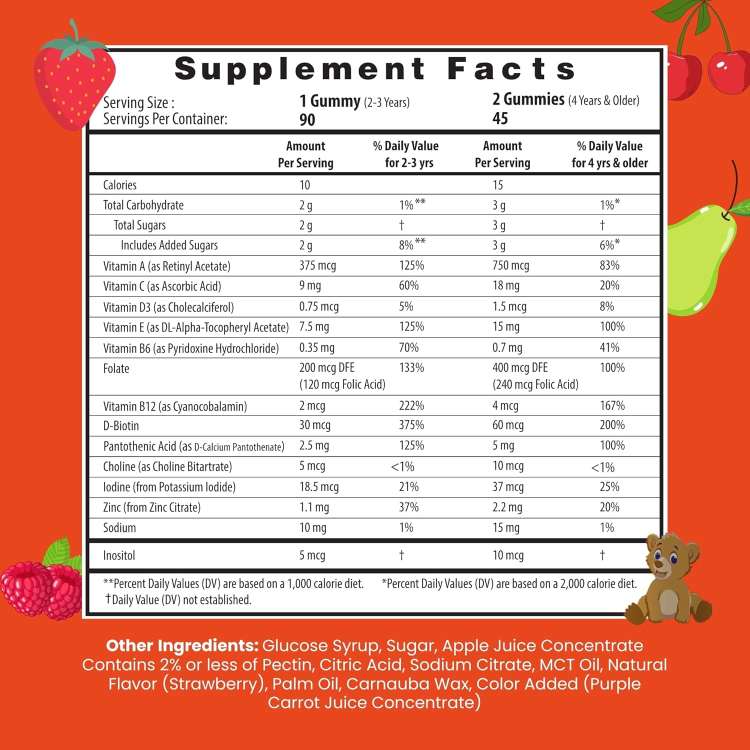 HERBION Naturals Multivitamin Gummies for Kids | Immune Support with Vitamin C, D3, B12, A, E & Zinc | Strawberry Flavor | Gluten Free, Vegan, Chewable Gummy Vitamins | 90 Ct | Pack of 24