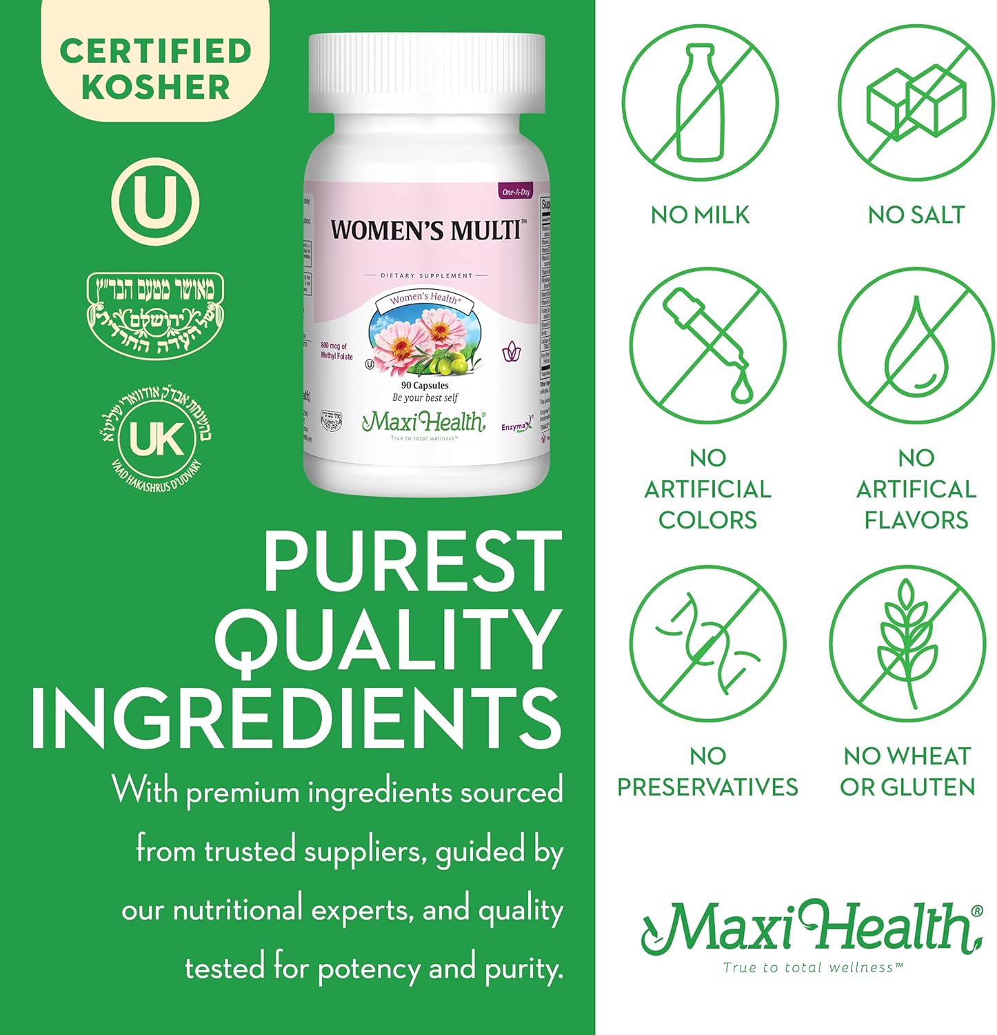 Multivitamin for Women – Essential Womens Multivitamin Supplement with Vitamins A B C D E Calcium Zinc Biotin & More – Daily Multi Vitamins and Multiminerals for Gut Support 90 Capsules