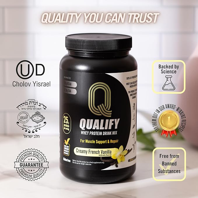French Vanilla Protein Powder. 25g Protein Shake for Post Workout Recovery, Smoothie & Baking. Gluten & Sugar Free, Highly Kosher, Amino Acids (5.5g BCAA, 2.7g Leucine), 1.65lbs, 23 Servings