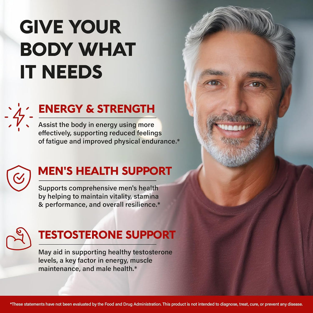 Tongkat Ali Men 1350mg Complex - Fadogia Agrestis | Tribulus Terrestris - Energy, Strength & Performance Support - Extra Strength 200:1 Extract - 3rd Party Tested, Made in USA - 120 Capsules / 2 Month