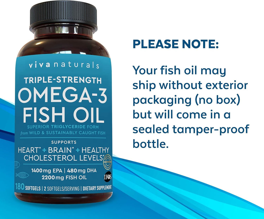 Triple Strength Omega 3 Fish Oil Supplement for Men and Women – 2500 mg High-Potency, Easy-to-Absorb Re-esterified Triglyceride Form, Pescatarian-Friendly DPA EPA DHA Omega 3 Supplement, 180 Softgels