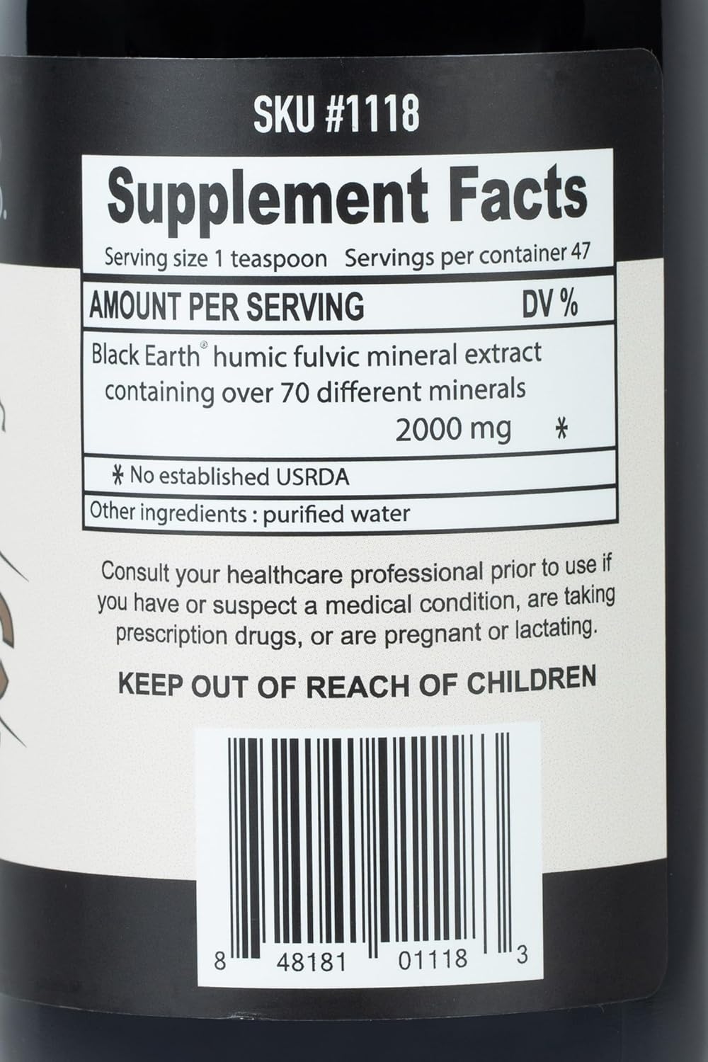 THE FOOD MOVEMENT CO. Black Earth Fulvic Acid - Humic Fulvic Minerals with Electrolytes for Digestive Health and Exercise Recovery, 8 oz Trace Minerals Supplement