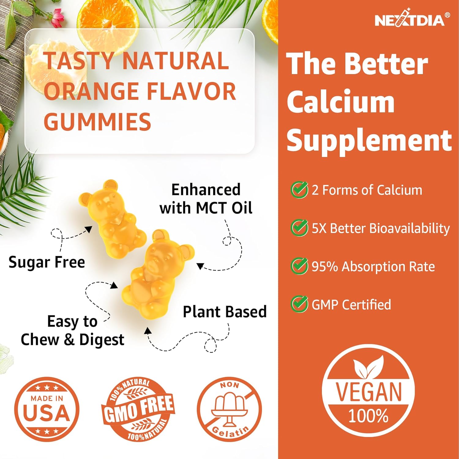 Calcium 1200 mg with Vitamin D3 Gummies - Calcium + Turmeric Supplement for Women and Men with Vitamin K2 B12 - Support Bone & Muscle - Sugar Free - Vegan (120 Count)
