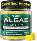 NEVISS Calcium Gummies for Women, Sugar Free Calcium Supplement with Vitamin D3 K2, C, Zinc, Boron, Sustainable Algae (3rd Party Tested) for Bone Strength, Calcium Absoption, Vegan, 60 Counts