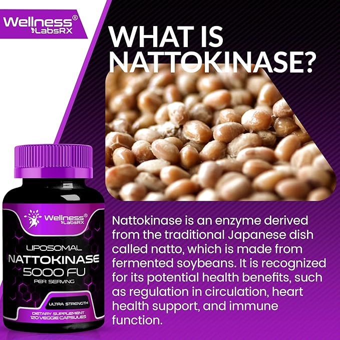 Nattokinase Supplement Capsules 5000 FU, Third-Party Tested Nattokinase – Enzymes from Japanese Natto – Daily Wellness Support – 120 Count (Pack of 2)