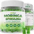 Moringa Spirulina Gummies Organic, Rich in Antioxidants, Essential Vitamins & Amino Acids, Pure Moringa Oleifera Leaves with Wheatgrass & Chlorella for Energy & Immunity, Green Superfood, 120 Cts
