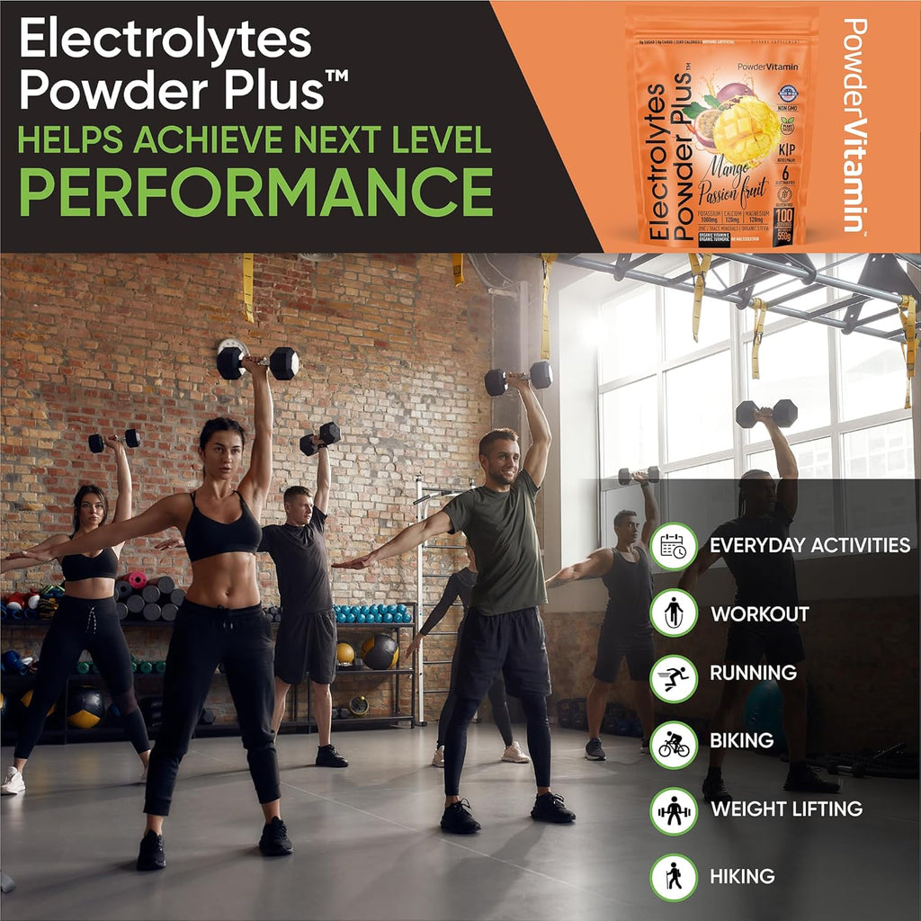 PowderVitamin Electrolytes Powder Plus (100 Servings) Mango Passionfruit Electrolyte Powder Zero Calorie Keto,0Sugar, No Maltodextrin,1000mg Potassium,120mg Calcium,120mg Magnesium, Hydration Powder