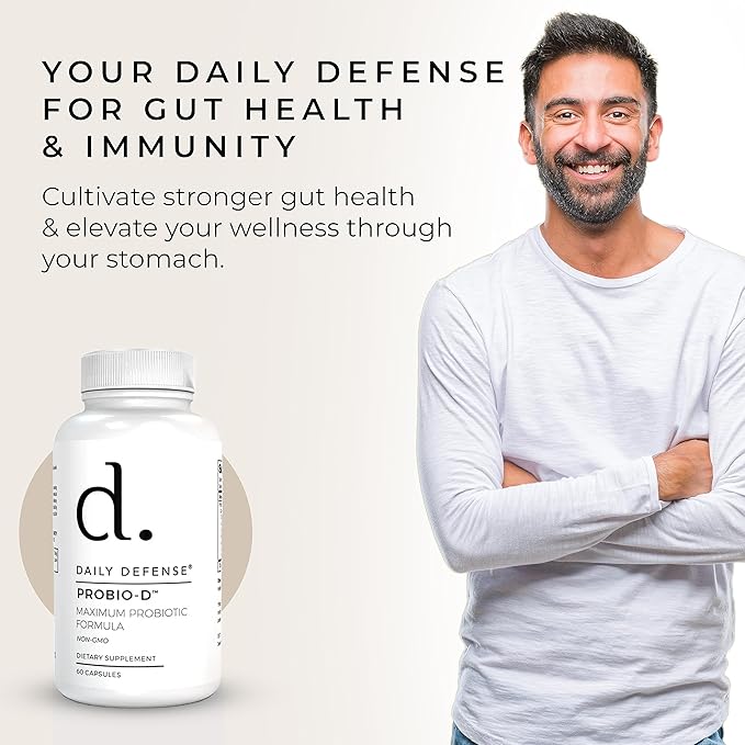 Probiotic Immune Support Supplement - Daily Probiotics for Men with Constipation & Gas - Digestion and Bloating Supplement & Probiotics for Women - 60 Capsules, PROBIO-D