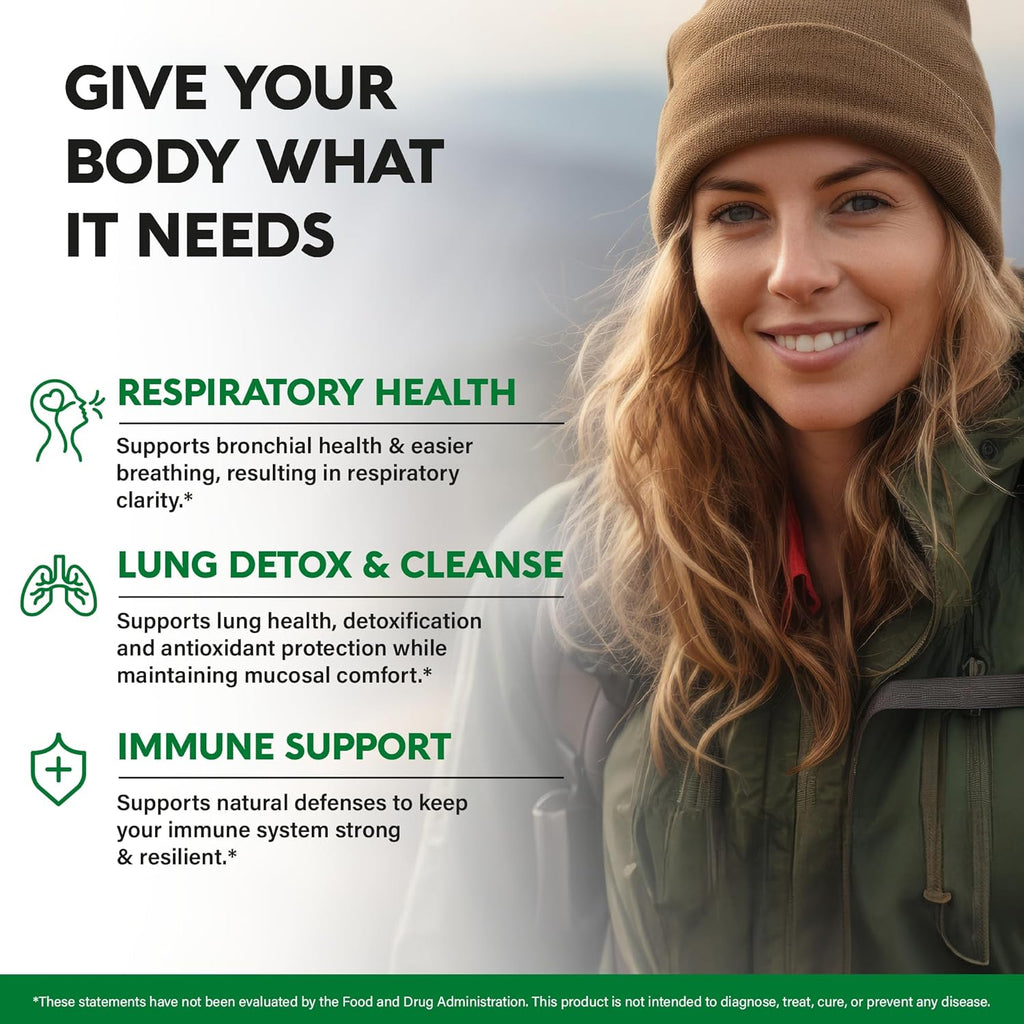 Mullein Leaf Extract for Lung Detox - Marshmallow Root | Echinacea | Oregano | Quercetin | NAC - 15-in-1 Lung Support & Cleanse for Smokers Supplement - Made in USA - As Drops, Tincture - 60 Capsules