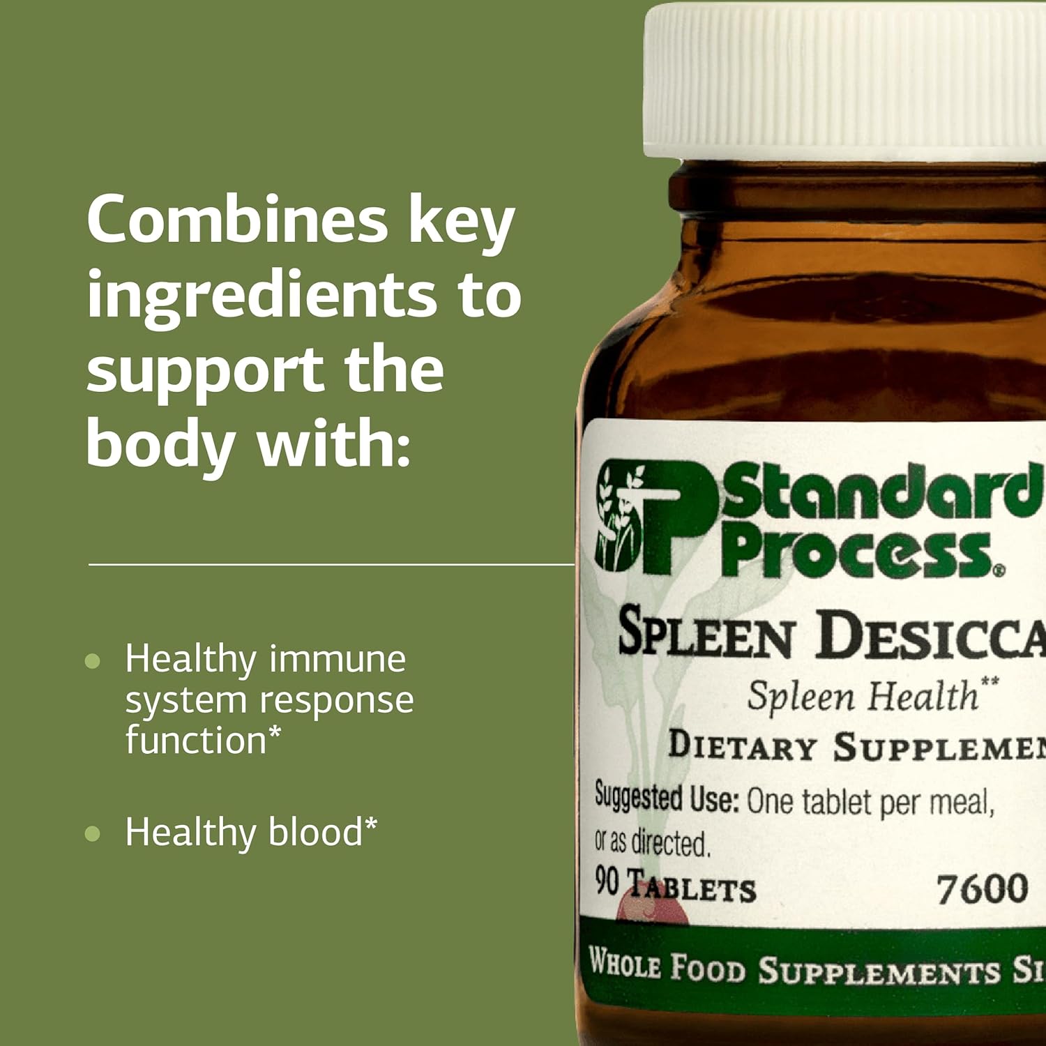 Standard Process Inc. Spleen Desiccated - Whole Food Immune Support, Spleen and Healthy Blood - Gluten Free - 90 Tablets