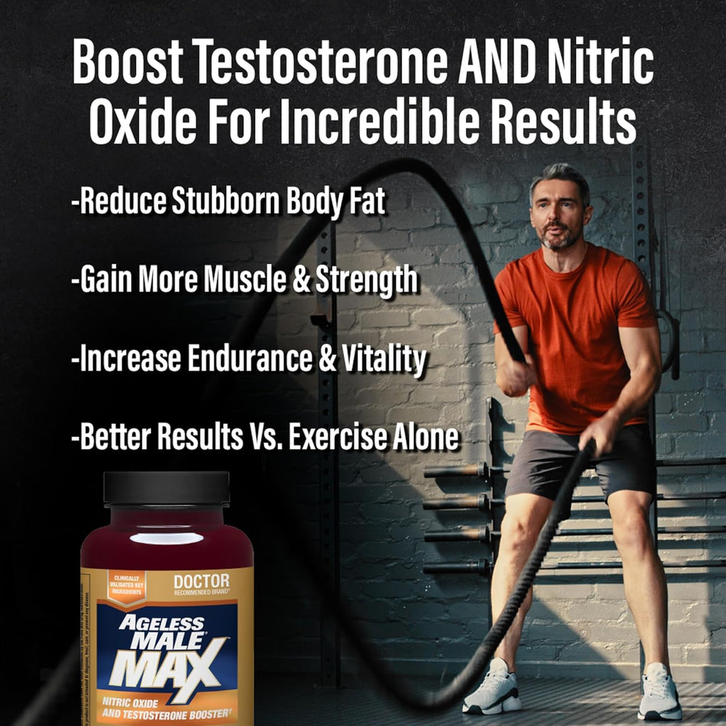 Ageless Male Max Total Testosterone Booster Supplement for Men, 120 Caplets