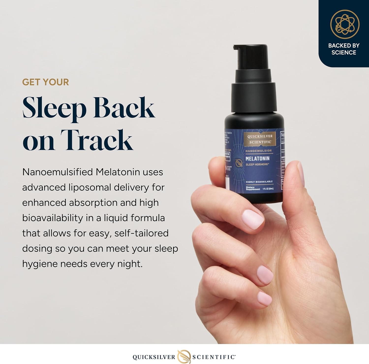 Quicksilver Scientific Liposomal Melatonin - Bedtime, Jet Lag & Immune Support Liquid for Adults - Efficient, Superior Absorption 1mg Melatonin to Minimize Morning Drowsiness (30 ml)