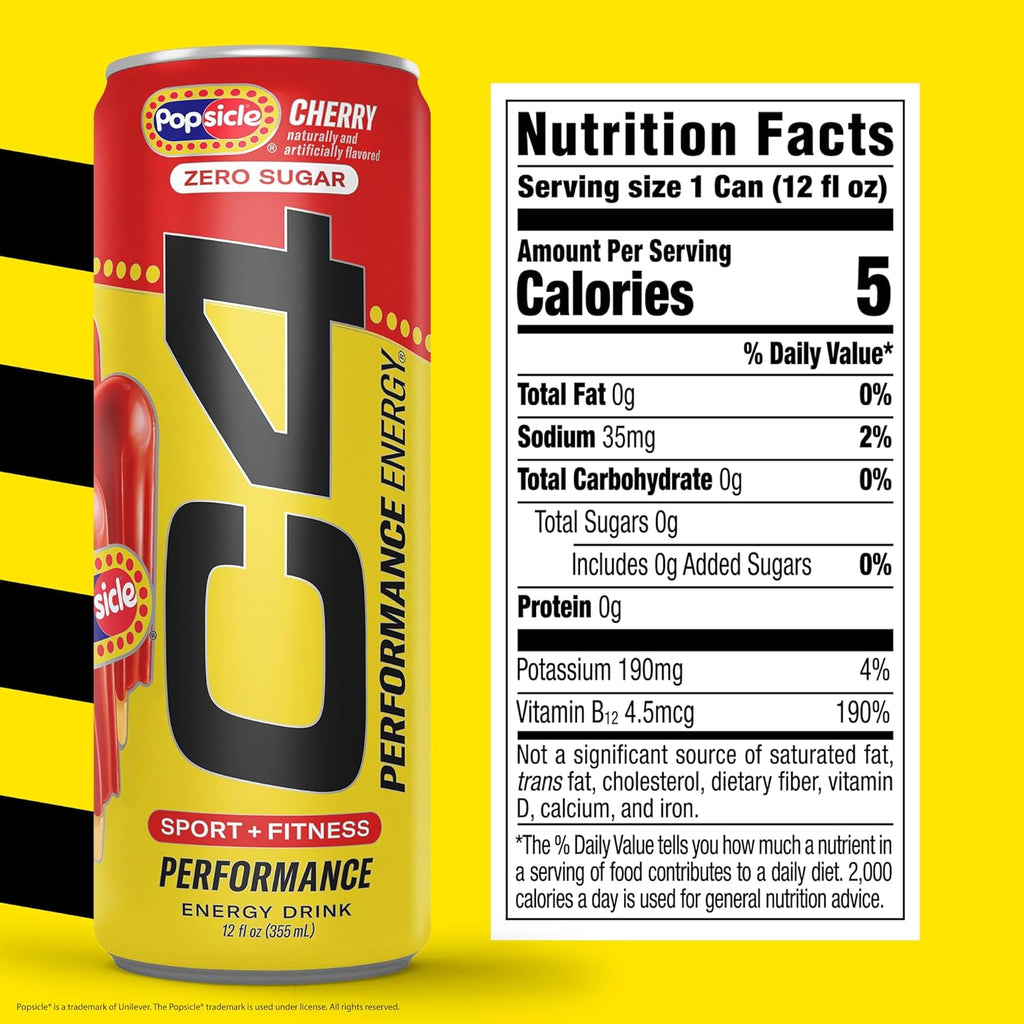 C4 Performance Energy Carbonated 12oz 4pk Cherry Popsicle