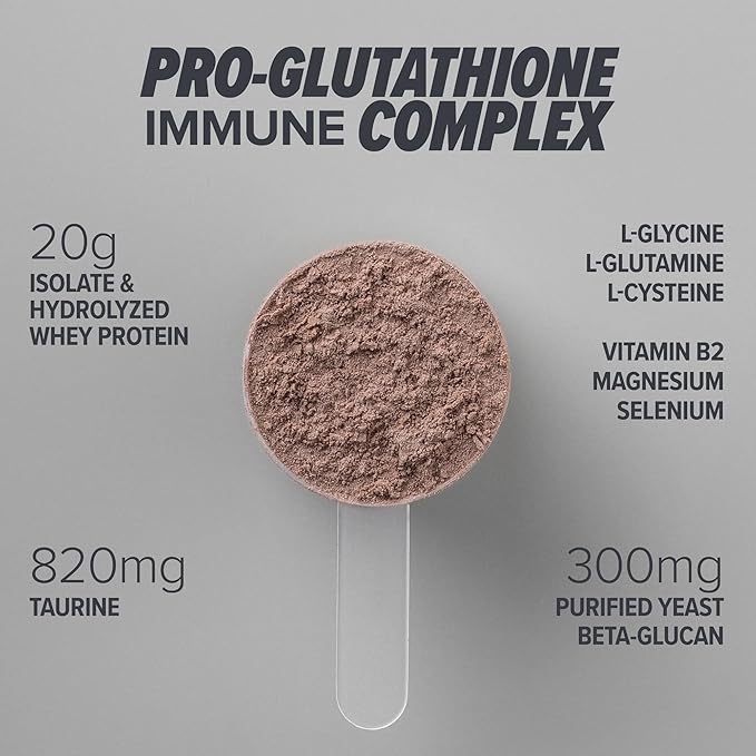Essential Nutrition Immuno Whey - Isolate & Hydrolyzed Whey Protein Powder with Added Amino Acids to Support Glutathione Production - Beta Glucan - Chocolate - 16.9 oz (15 Servings)