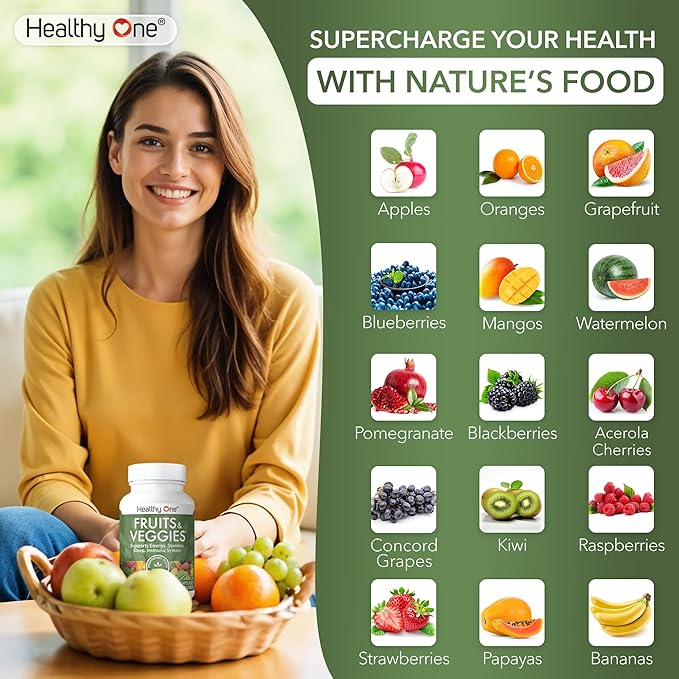 Fruits & Veggies Formula - 27 Premium Whole Foods - Organic Ingredients - Equals 3 Servings of Fruits & Vegetables - Improve Energy, Focus & Immune Function - Fiber - Antioxidants - 150ct (75 Serv)