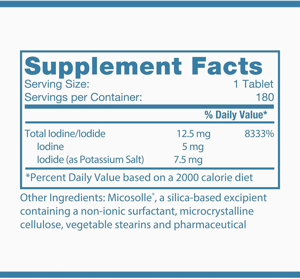 Optimox Iodoral 12.5 mg – Iodine Supplements for Thyroid Support, Potassium Iodide Tablets, Lugol Solution, Daily Vitamins and Minerals, High Potency Iodine Tablets – 180 Tablets 1-Pack