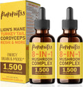 Mushroom Complex Liquid Drop 1500 MG (2 Fl Oz, Pack 2) - Lion Mane, Turkey Tail, Cordyceps, Chaga - Cognitive Health, Memory Focus, Energy & Immune Support - Sugar Free, Non GMO