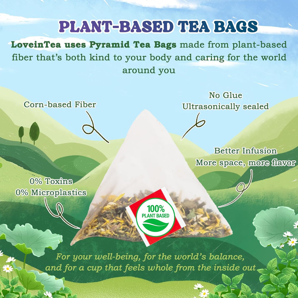 LoveinTea Nighty Night Sleep Herbal Tea Bags, Caffeine-Free Bedtime Tea,100% Natural Vietnamese Herb Blend, Plant-Based Pyramid Bags, 30 Count