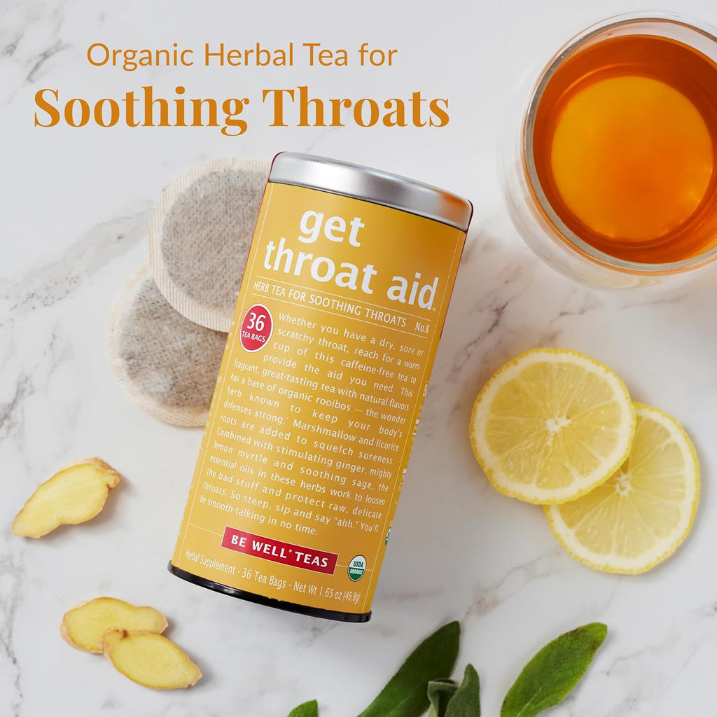 The Republic of Tea — Organic Get Throat Aid Herb Tea, 36 Tea Bags Refill, Naturally Caffeine Free Be Well Tea